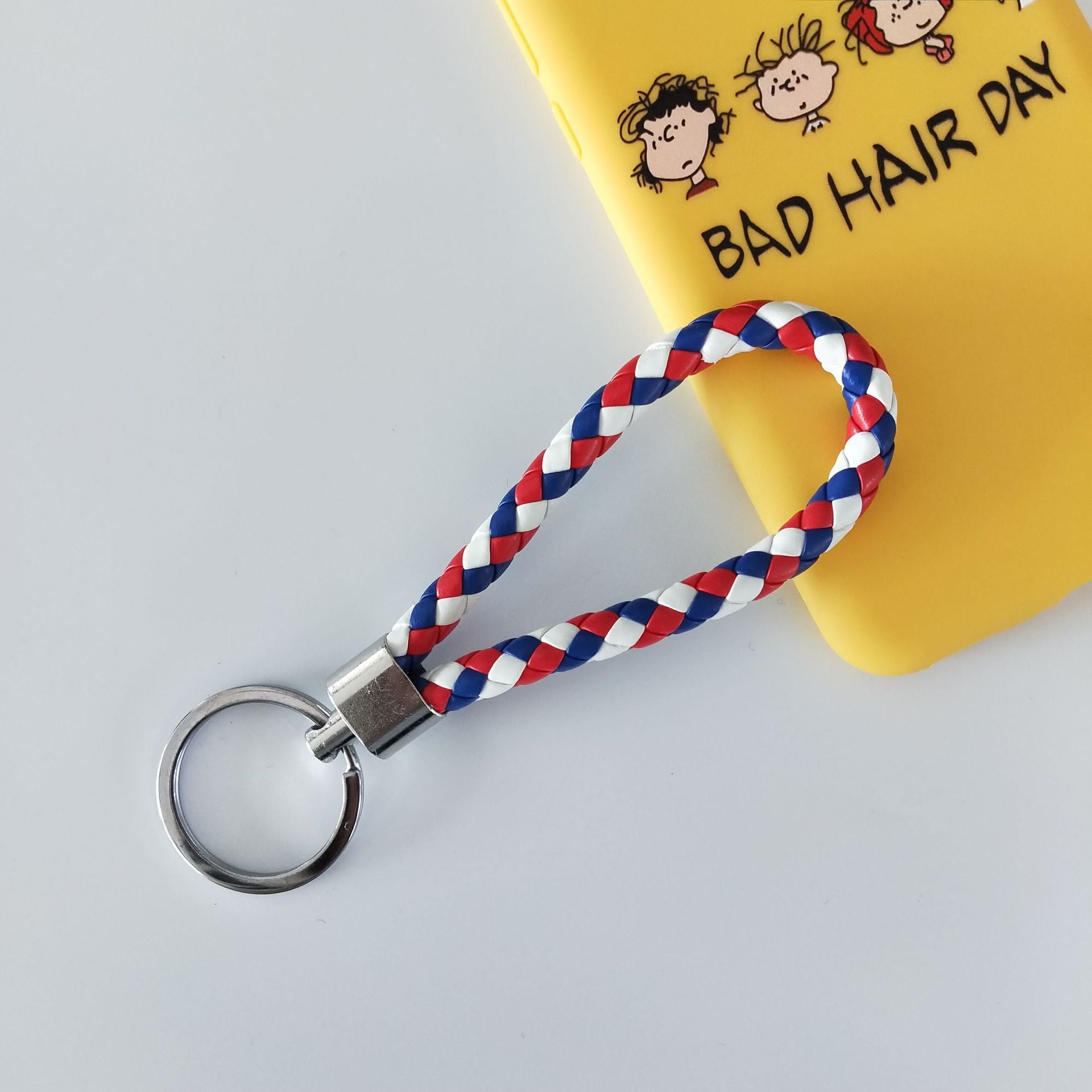 Wholesale Braided Color Leather Rope Keychain